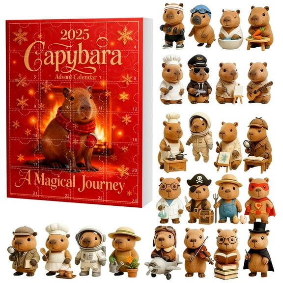 2025 Capybara Advent Calendar, 24 Days Christmas Advent Countdown Calendar With 24 Pcs Capybara Ornaments, Daily Surprises, 2D Acrylic Capybaras Ornaments Christmas Decor