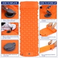 thumbnail image 6 of Inflatable Sleeping Pad 76''x24'' Ultralight Waterproof Sleeping Mat with Pillow for Camping, Built in Pump, Orange, 6 of 6