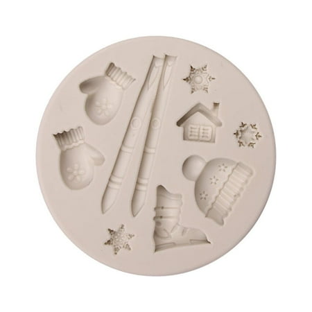 

Qumonin Christmas Silicone Mold Xmas DIY Cake Tray Snowflake Santa Claus Hat Glove Tool