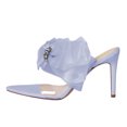 thumbnail image 2 of FSJ Women Sexy Cute Chiffon Pointed Open Toe Sandals Bow Slip On Stiletto High Heel Mules Daily Walking Party Dressy Shoes Size 5 Purple, 2 of 4