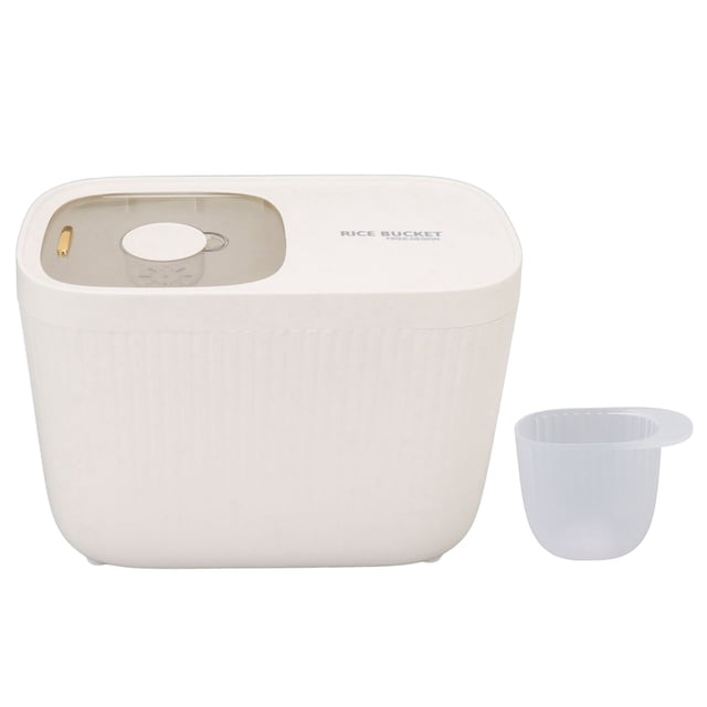 Cubo de arroz de plástico, sin BPA, hermético, transparente, para harina, frijoles, color blanco