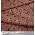 thumbnail image 2 of Soimoi Brown polyester Crepe Fabric Leaves,American Robin & Toucan Bird Print Sewing Fabric BTY 42 Inch Wide, 2 of 3