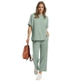thumbnail image 3 of Ronuti Two Piece Sets for Women Summer Outfits Oversized Wide Leg Crop Pants Lounge Sets Airport Beach Vacation Clothes, 3 of 9