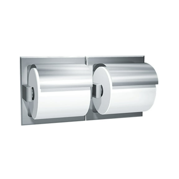 ASI-74022-HB - Toilet Tissue Holder - Double, Hooded - Bright Stainless Steel - Recessed