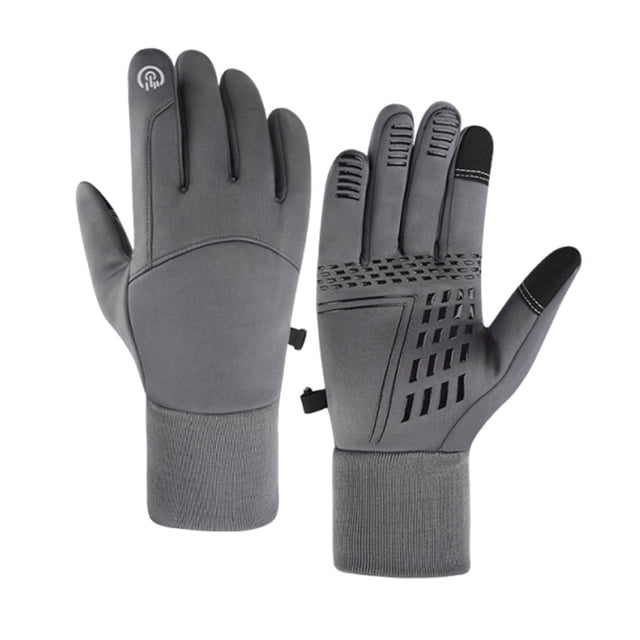 Grey Winter Sports Fleece Warm Men And Women Non-Slip Screen Touch Ski Bike Riding Gloves For Outdoor Sports Cold Weather Protection Windproof And Water Resistant Comfortable And Durable S
