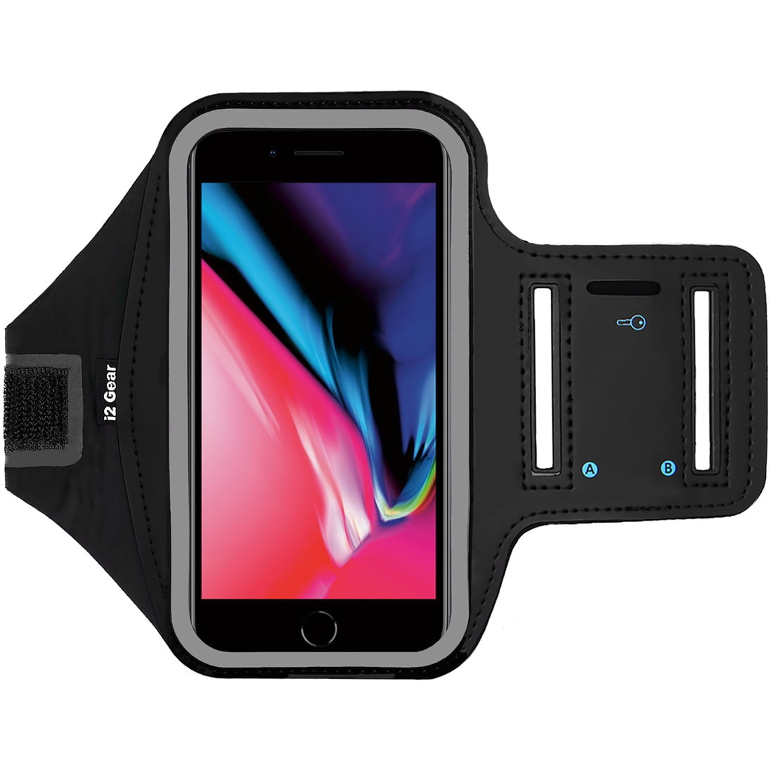 i2 Gear Running Armband for iPhone SE 2020, iPhone 8, 7, 6, 6S Black