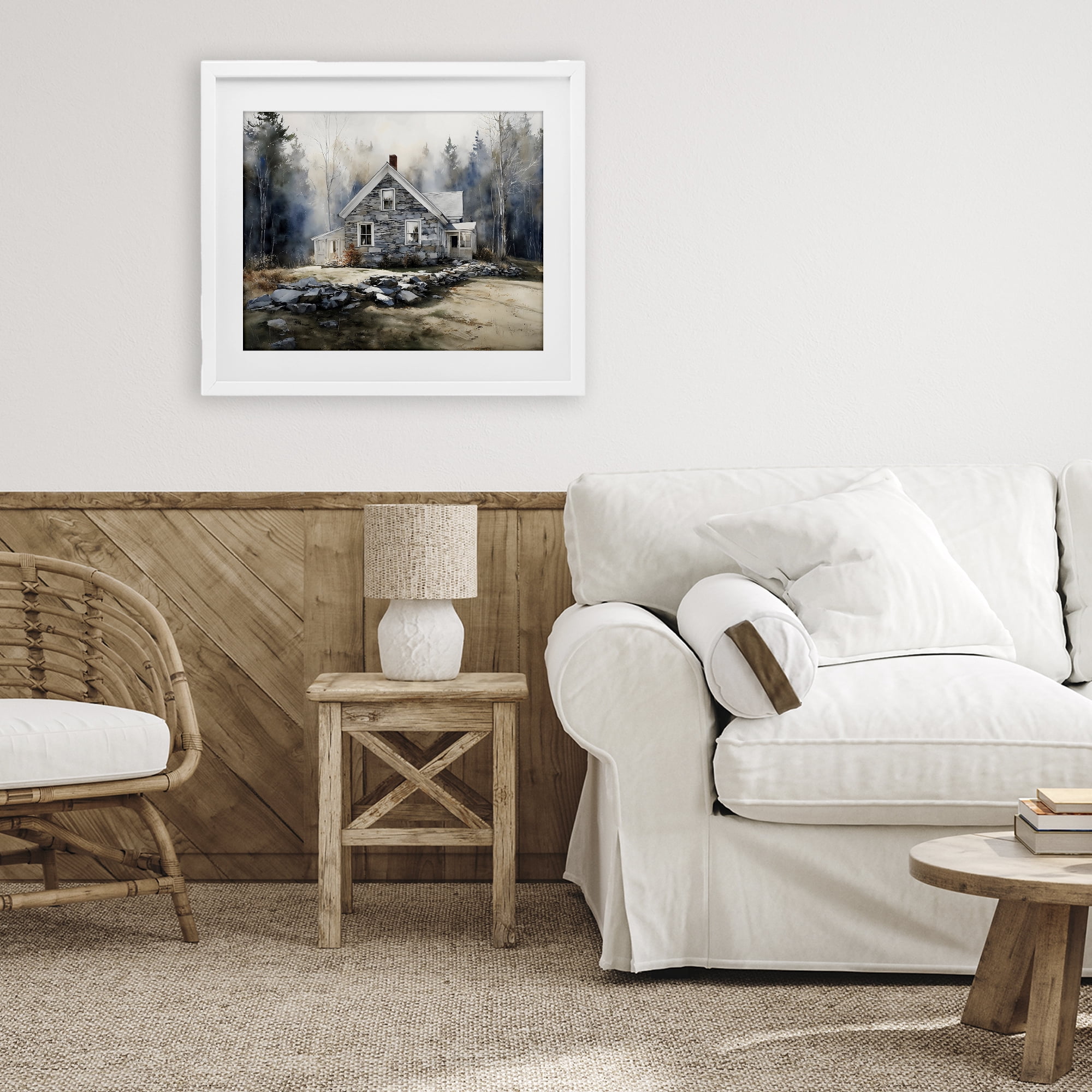 Stupell Industries Rustic Cottage Among the Trees White Framed Print Under Glass, design by Franklyn Gregory