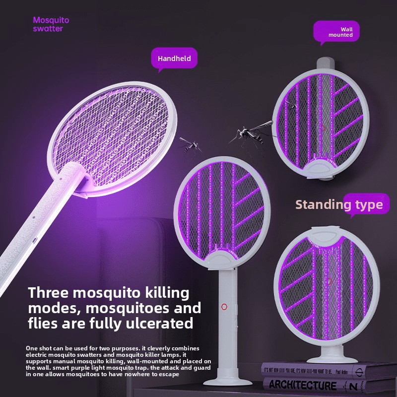 3-in-1 Electric Mosquito Zapper – 3000V Shock, USB Rechargeable, Silent Night Mode