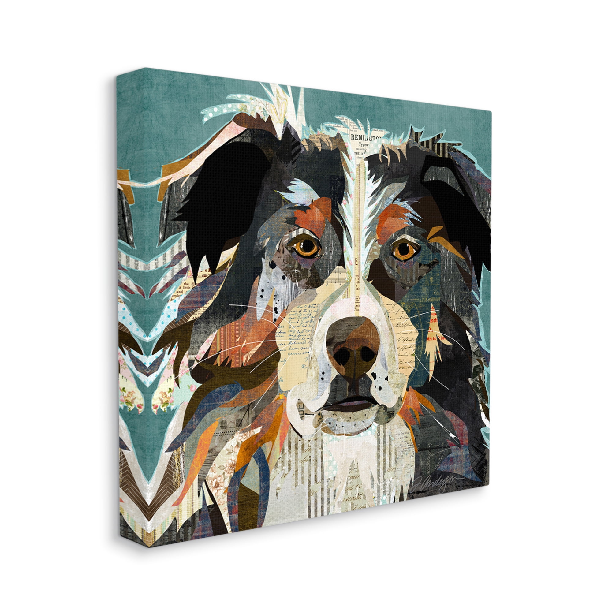 Stupell Industries Fluffy Dog Portrait Modern Script Collage Overlay Graphic Art Gallery Wrapped Canvas Print Wall Art, Design by Traci Anderson