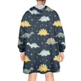 thumbnail image 2 of Wearable Oversized Blanket,DarkBlue Cartoon Dinosaurs Yellow Triangles Pattern Wearable Blanket Hoodie for Adults,Cozy Hooded Blankets with Super Pockets,Super Warm Fuzzy Pullover for Women & Men, 2 of 6