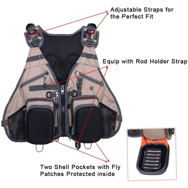 KyleBooker Fly Fishing Vest for Anglers Mesh Adjustable Size for Men and  Women 