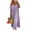 Purple, variant on WTOBBY Women's Summer Fashion V-Neck Solid Color Plus Size Loose Long Large Swing Short Sleeve Dress, Flowy and Comfortable for Casual Wear,Army Green L