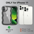 thumbnail image 2 of Compatible with iPhone 11 Case, Cute Curly Wave Frame Shape with Plating Edge, Camera Lens Cover & Soft TPU Silicone Heavy Duty Shockproof Protection Clear Phone case for iPhone 11, Black, 2 of 15