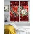 thumbnail image 3 of Christmas Red Check Sheer Curtains 63 Inch Length 2 Panels Set for Living Room/Bedroom, Poinsettia Xmas Flower Snowflake Berry Curtain Sheers Drapes Rod Pocket Curtains Window Treatment 52''x63''x2, 3 of 7