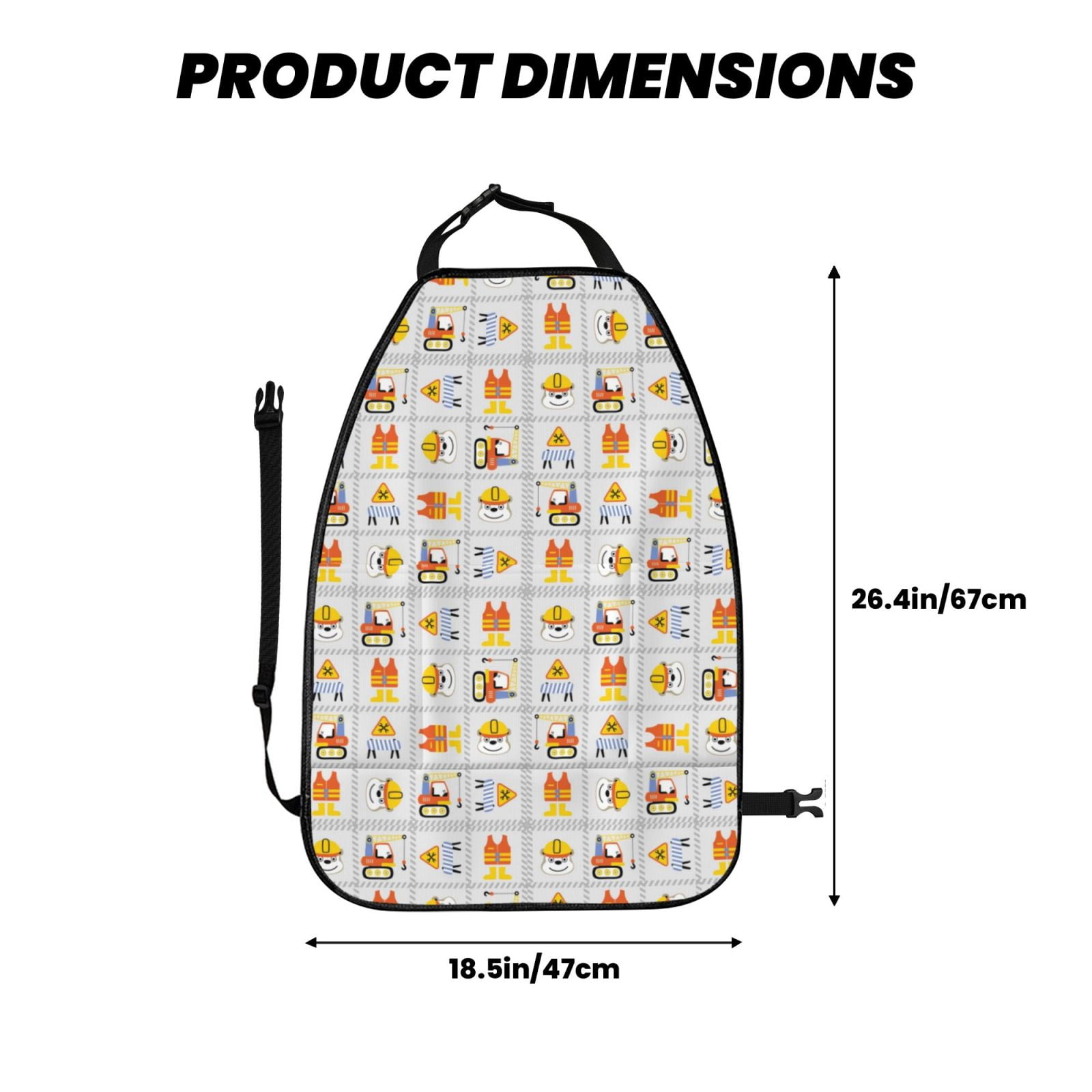 Xecao Construction Equipments Worker Pattern Car Seat Back Protector 2 Pack Large Capacity Pocket, Kick Mats Back Seat Protector