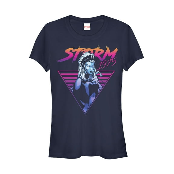 Junior's Marvel X-Men Retro Storm  Graphic Tee Navy Blue Medium