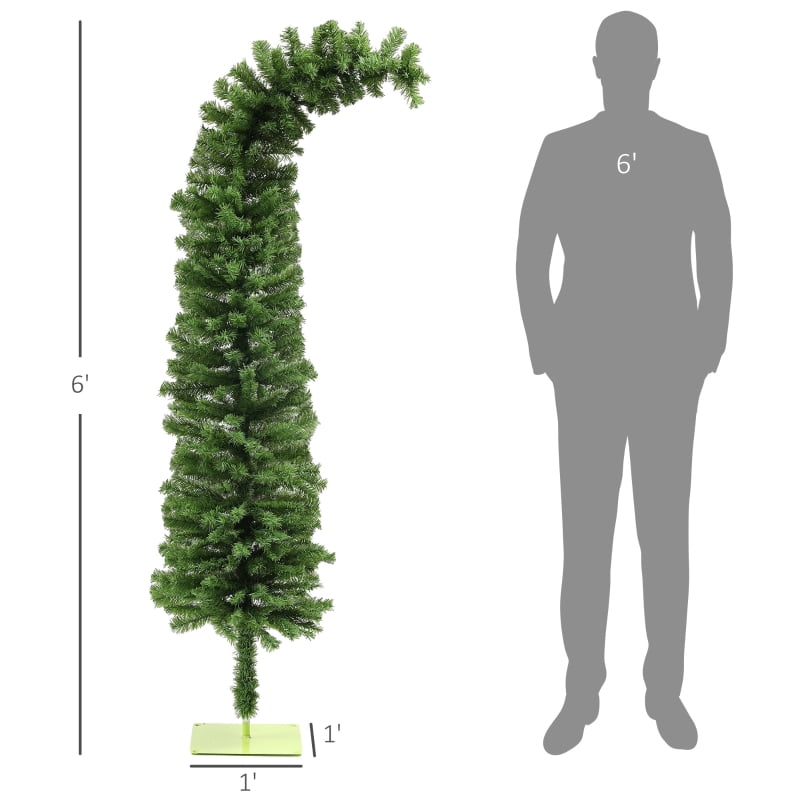 Alvantor Whimsical Pencil Christmas Tree with 400 Tips, Bendable Artificial Xmas Tree with Metal Stand 6' Green