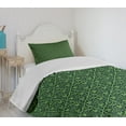 thumbnail image 4 of Ambesonne Irish Quilted Bedspread Set 2 Pcs, Intricate Clover Twigs, Twin Size, Black Lime Green, 4 of 6