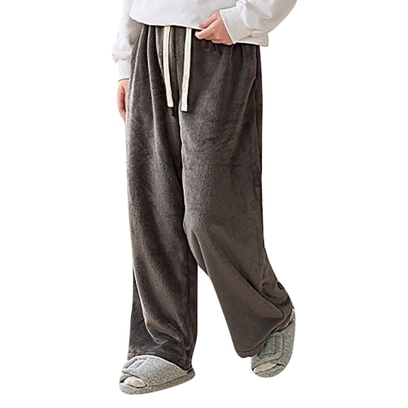 CAIVO Soft Girls Flannel Sleep Pants Winter Fuzzy For Kids Cozy Thermal Leisure Bottoms Indoor Outdoor Relaxation Comfortable Nightwear For Cold Weather Holiday Xmas Trousers