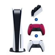 Ensemble Sony Playstation 5 remis à neuf avec manette sans fil DualSense et station de charge, rouge cosmique