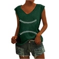 thumbnail image 1 of Camisetas sin mangas con cuello en V de verano para mujer, camisetas de manga corta con estampado de elementos de béisbol Retro OAVQHLG3B Store  lin121212, 1 of 5