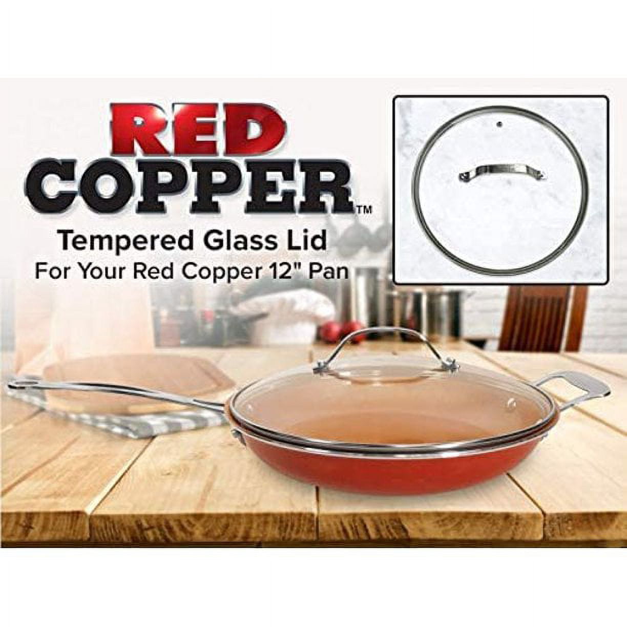 Red Copper 12-Inch Fry Pan Lid As Seen On TV