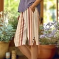 thumbnail image 2 of TEAJOPSUU Bermuda Shorts for Women Knee Length Side Slit Comfy Linen Shorts Casual Summer Boho Print Beach Short with Pockets A-Khaki, 2 of 5