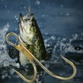 thumbnail image 2 of 20Pcs Double Fishing Hook High Carbon Steel Golden Barbed Hook Zander Fishhooks 1#, 2 of 9
