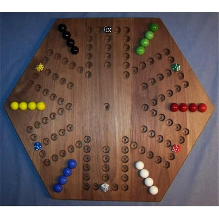 The Marble Game THE PUZZLE-MAN TOYS W-1938 Wooden Marble Game Board - Aggravation - 20 in. Hexagon - 6-Player 6-Hole - Black Walnut ()