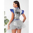 thumbnail image 2 of iiniim Women's Space Themed Alien Cosplay Dress Metallic Shiny Leotard Tutu Skirt for Halloween Carnivals Silver XL, 2 of 7