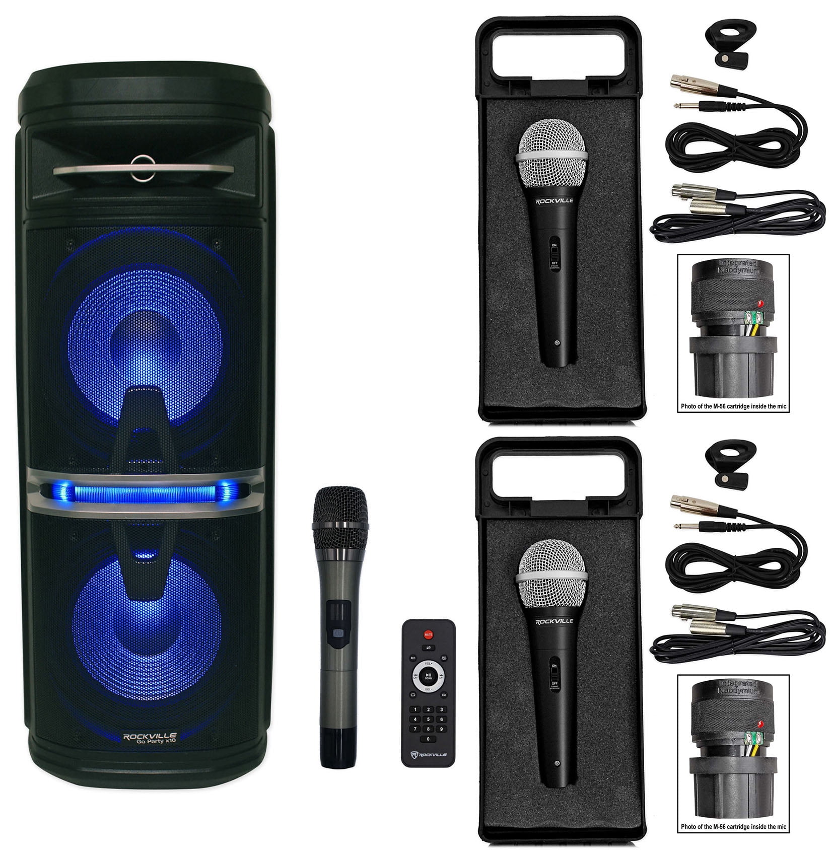 STARQUEEN 10Inch Pa System,Karaoke Machine for Party,DJ and Outdoor Activities,Rechargeable Party Speaker with 2 UHF Wireless Microphones 