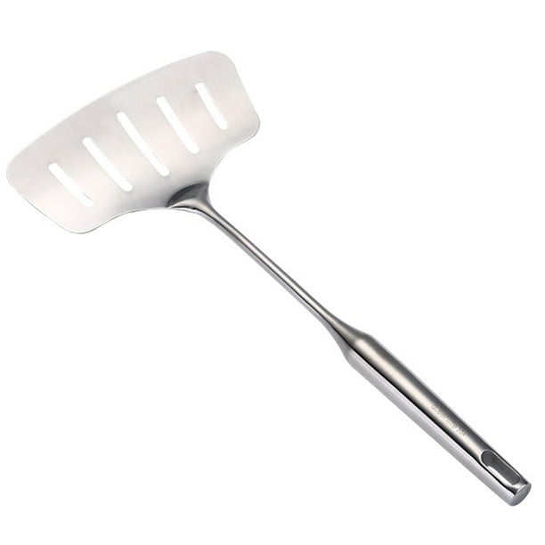 Nobrand Stainless Steel Fish Spatula Thickened Slotted Fish Shovel Wide Fish Turner Silver