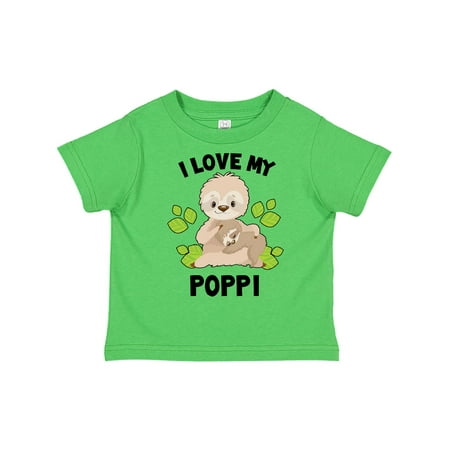 

Inktastic Cute Sloth I Love My Poppi with Green Leaves Gift Toddler Boy or Toddler Girl T-Shirt