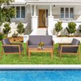 thumbnail image 3 of Gymax 8PCS Patio Conversation Acacia Wood Furniture Set PE Rattan Conversation Set w/ Grey Cushions, 3 of 10