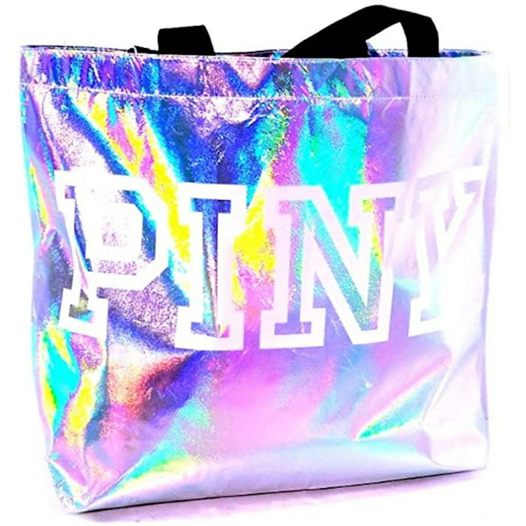 Victoria's Secret PINK Iridescent Silver Reusable Tote Bag
