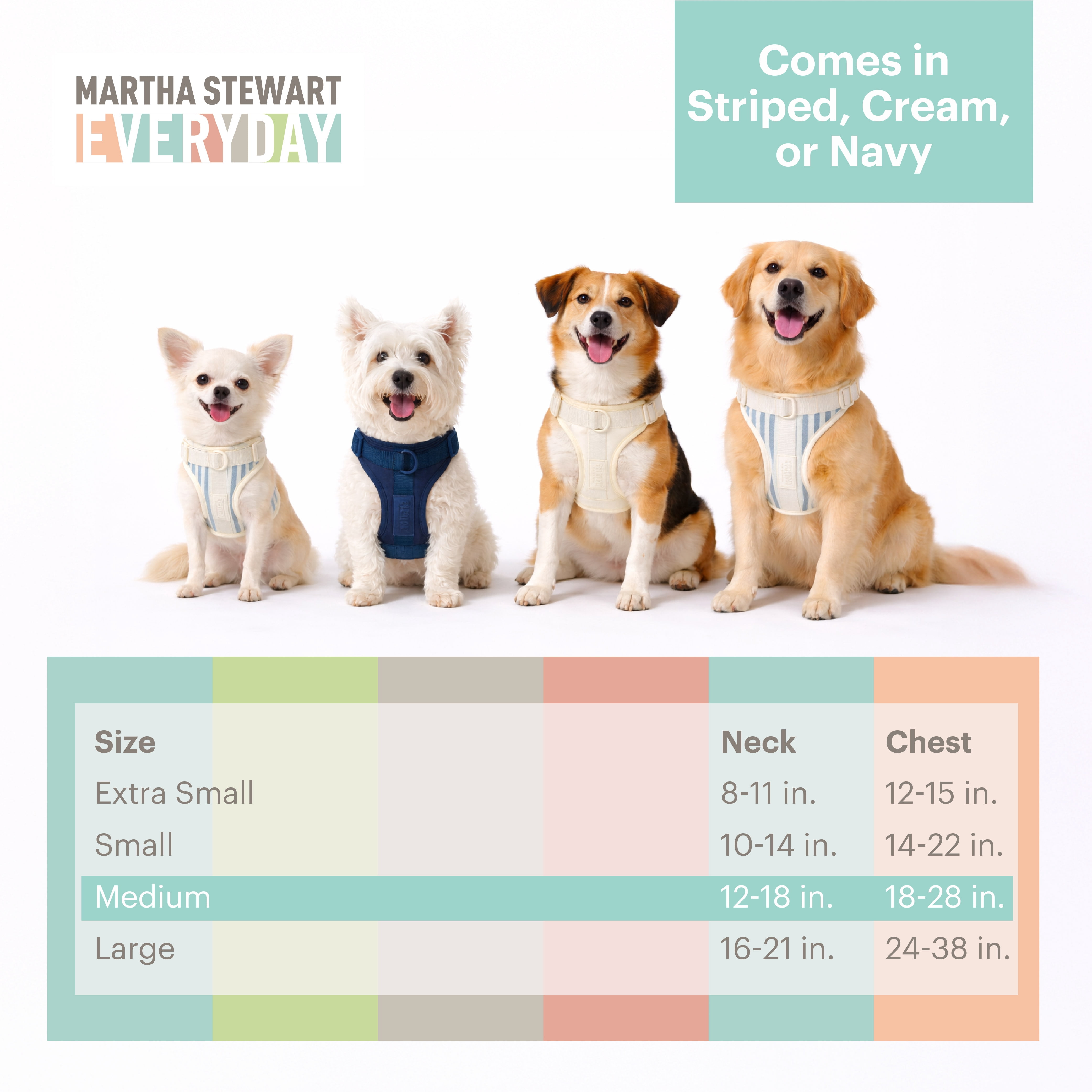 Martha Stewart Neoprene Padded Pet Harness Navy Medium