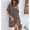 thumbnail image 3 of Vestido Estampado,Vestido Estampado De Mujer Vestido De Manga Corta De Vacaciones Vestido Estampado De Mujer Rendimiento Confiable, 3 of 6