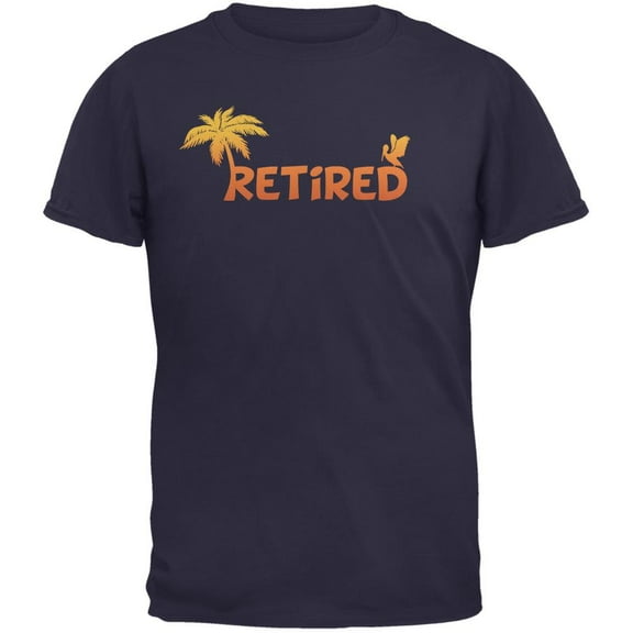 Retired Palm Tree Navy Adult T-Shirt - Medium
