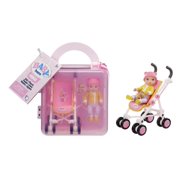 Baby Born MINIS Playset - Light Skin Tone Doll with Blue Eyes, Stroller & Animal Friend Accessory, Includes Reusable Carrying Case for On-The-Go Playtime