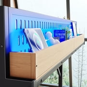 Queen Size Loft Bed with Storage Shelves and Pegboard, Metal Loft Bed Frame with USB Ports and LED Lights, Safe and Sturdy