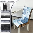 thumbnail image 6 of TSOVTHRID Blue Floral Patchwork Print Quilted Dining Chair Cushion Cover Non-Slip Water Resistant Chair Covers with Elastic Band Soft Seat Slipcovers for Home, Restaurant, Set of 2, 6 of 7
