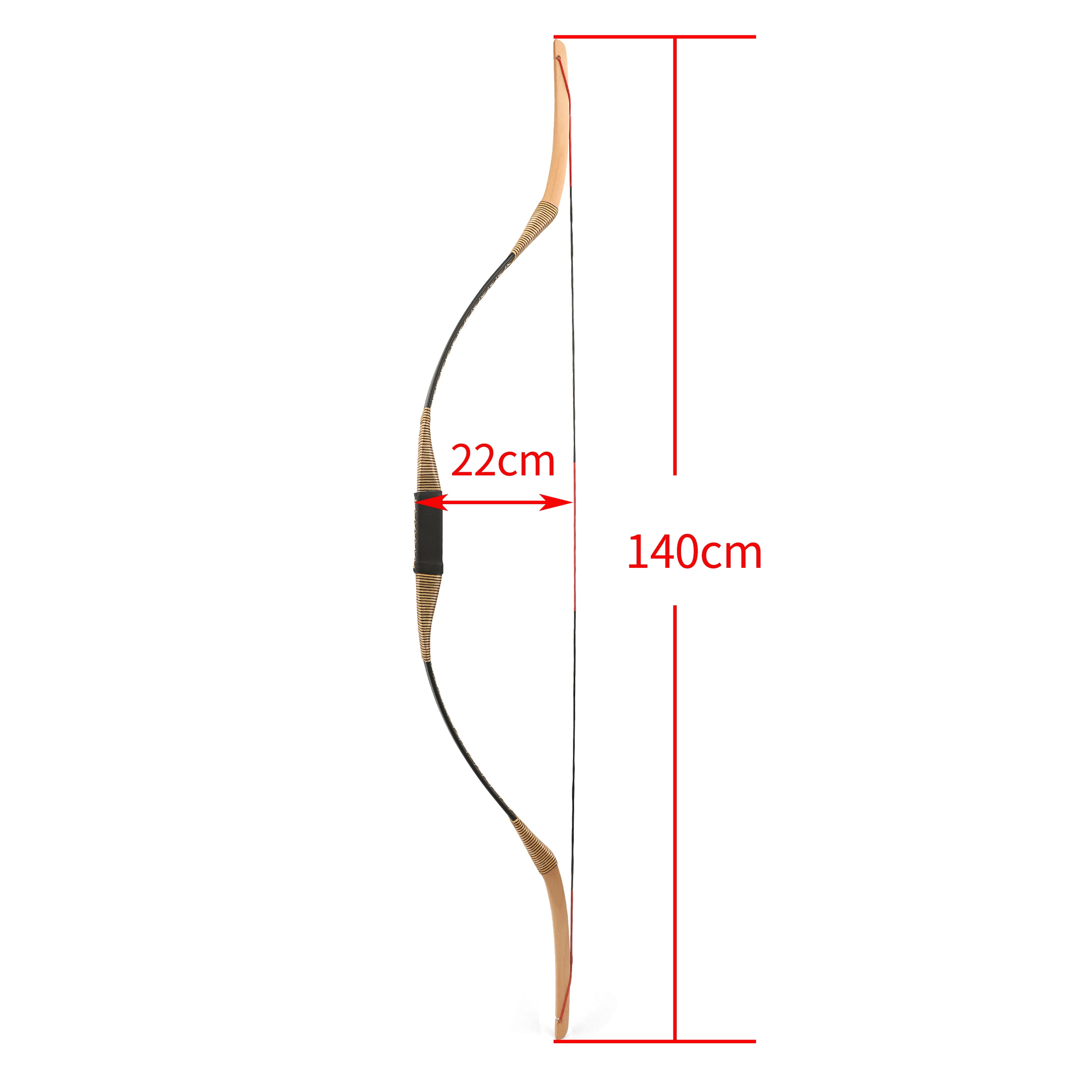 AME Archery 20-35 lbs Traditional Recurve Bow Takedown Wood Horsebow Kit Hunting LH RH（only bow 20lbs）