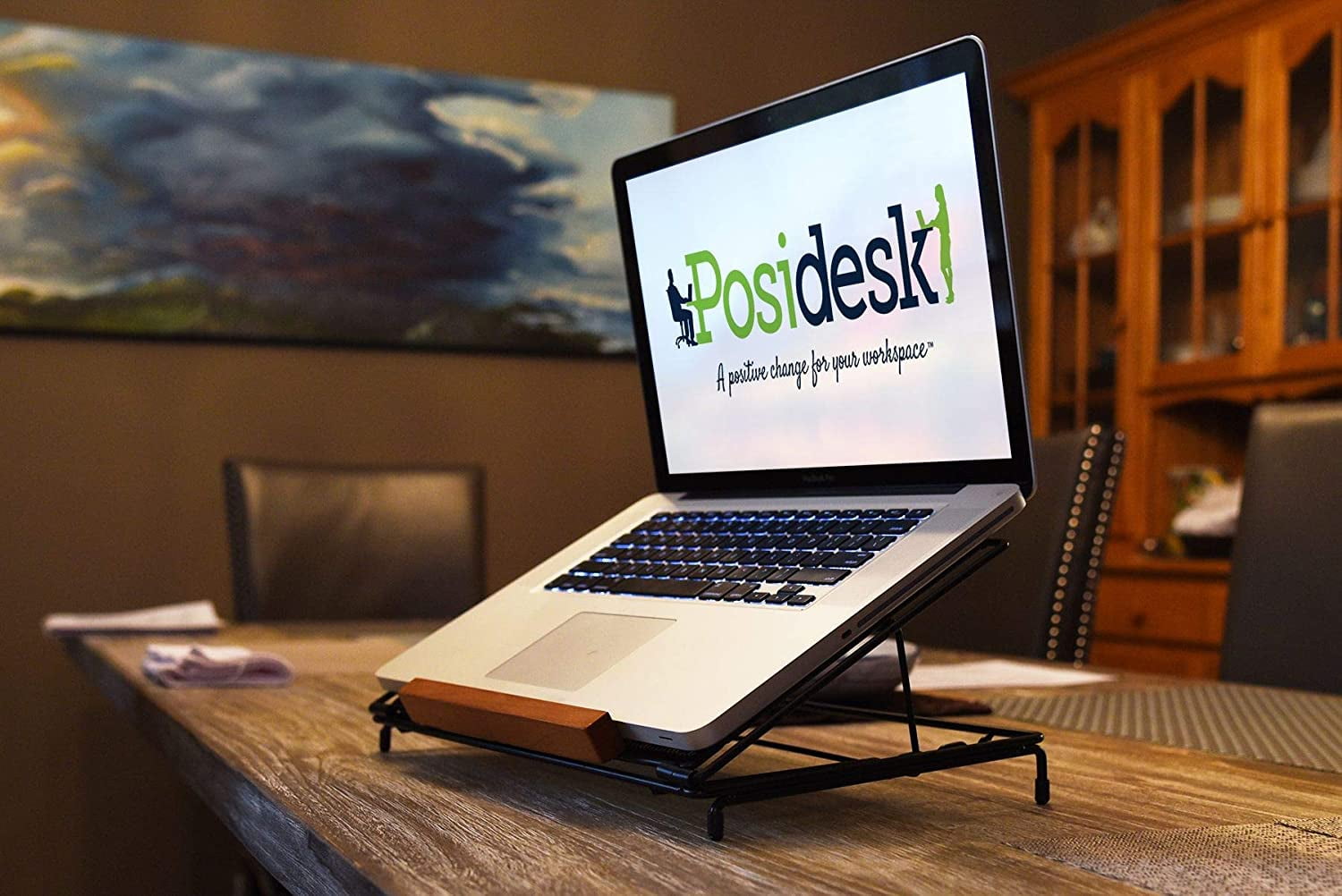 Posidesk POSI211LPBK Adjustable Folding Laptop Stand 3 Angle Positions Mesh Back Heat Ventilation 