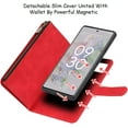 thumbnail image 7 of Compatible with Google Pixel 6a Wallet Case,[6 Card Slots] [Wrist Strap] [Stand Feature] Detachable 2 in 1 Magnetic Zipper Leather Cover Case for Google Pixel 6a,6.1 inch Red, 7 of 7