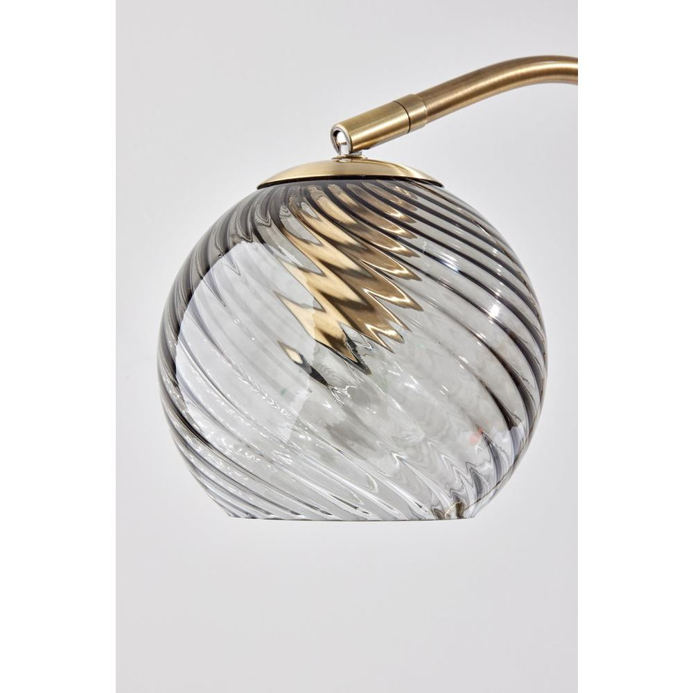 Adesso Camden 18.5" Adjustable Shade Brass Desk Lamp with Smoke Glass Globe Shade