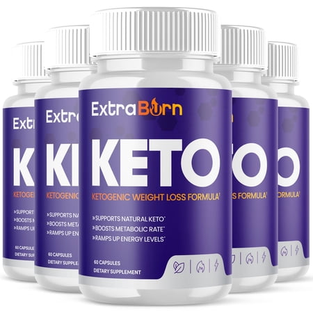 (5 Pack) Extra Burn Keto - Supplement for Weight Loss - Energy & Focus Boosting Dietary Supplements for Weight Management & Metabolism - Advanced Fat Burn Raspberry Ketones Pills - 300 Capsules