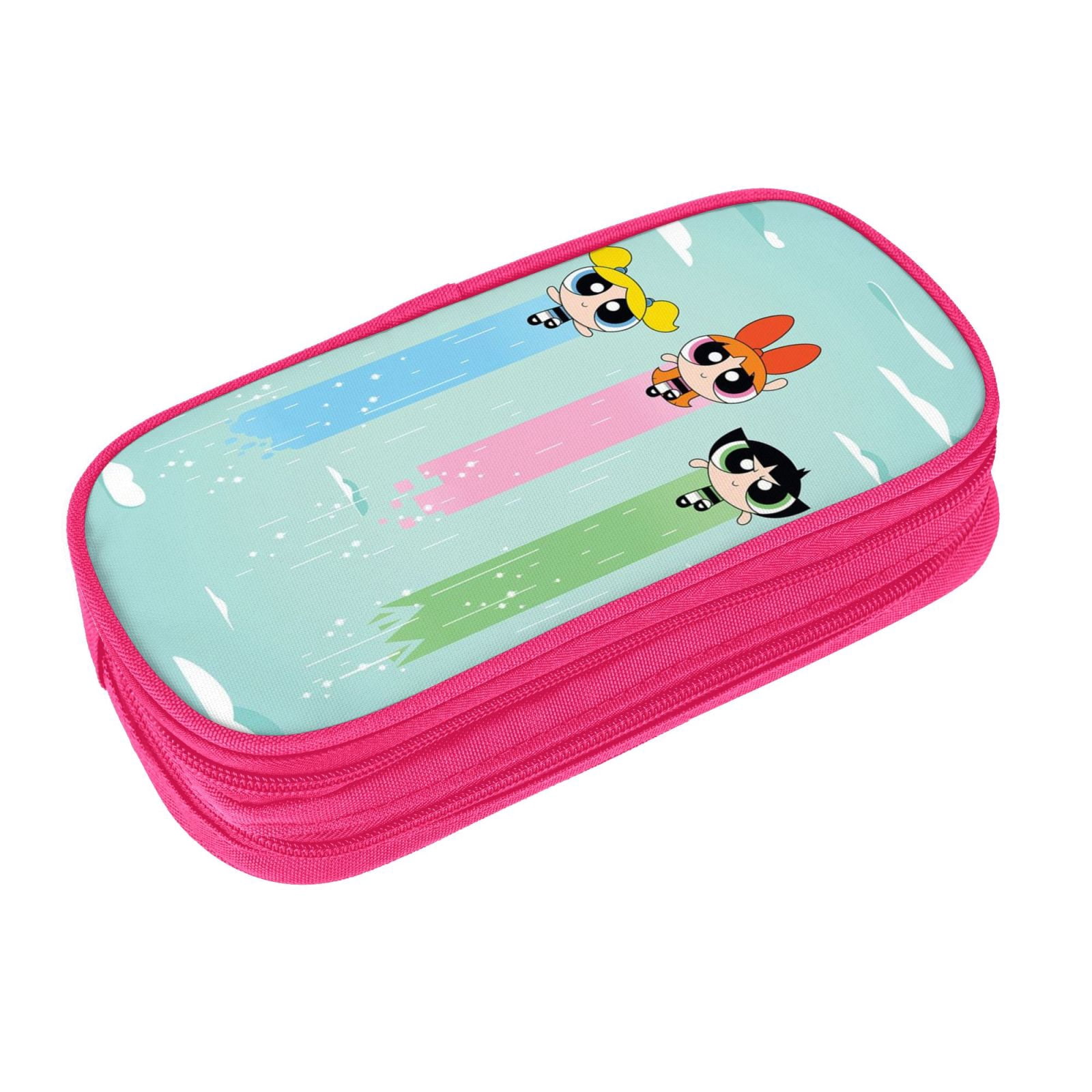 The Powerpuff Gi-rls Pencil Case Large Capacity Pencil Pouch Penbag Office Stationery Organizer Travel Makeup Bag Pink
