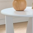 thumbnail image 4 of Kings Brand Furniture Theo Modern End Table – Round Wood Accent Table with Sculptural U-Shaped Base for Living Room, Bedroom, or Office (White), 4 of 4
