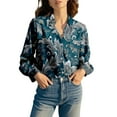 thumbnail image 3 of Chuancc Long Sleeve Blouse Long Sleeve Business Top Dressy Floral Printed Fall Outfits Full Sleeve Tops For Women Womens Long Sleeve Tops Dressy Casual Collared Shirts For Women Hot Pink XL, 3 of 7