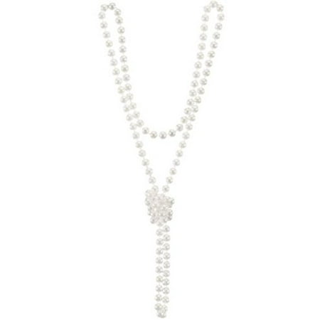 Winter White Plastic Pearl Beads Costume Necklace